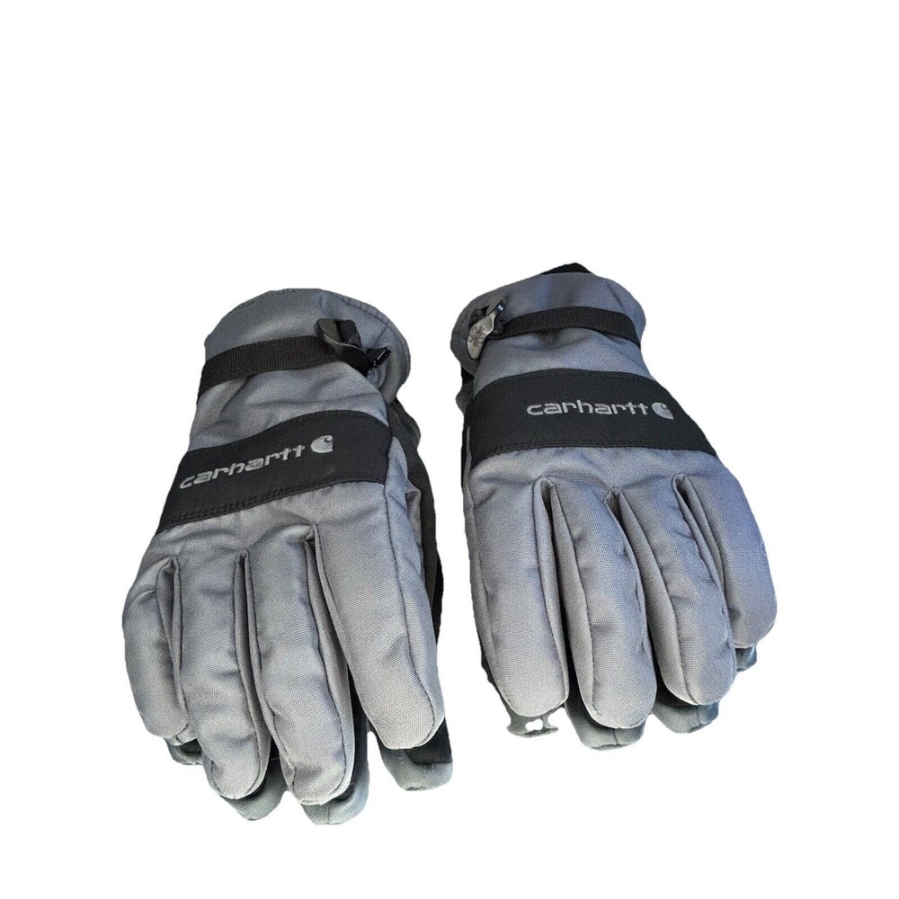 Carhartt L Gray Waterproof Gloves A511 Insulated Wrist Strap Fleece Cuff Winter